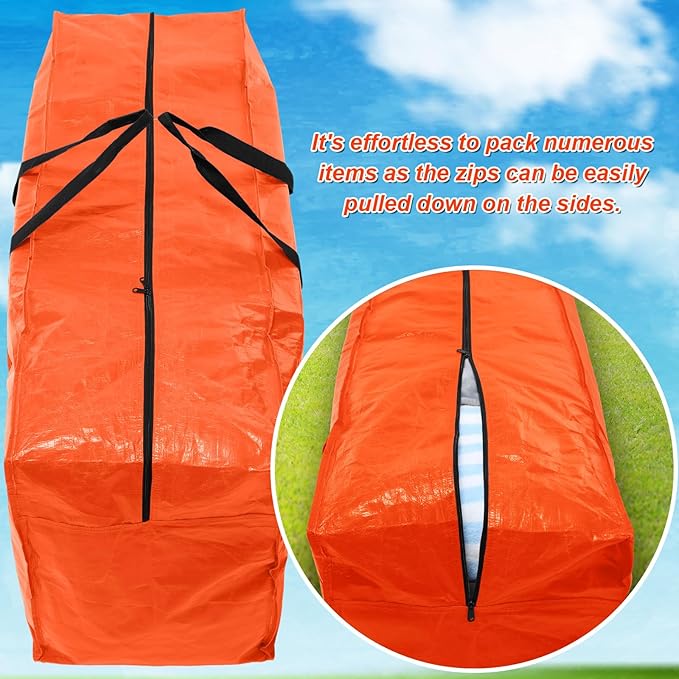 6 Pcs 66 Gallon Extra Large Moving Bags Heavy Duty Storage Bag with Strong Zipper Handle Foldable XXL Jumbo Storage Tote Packing Moving Box for College Dorm Travel Cloth Duffle (Orange)