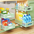 2 Pack Under Sink Organizer, 2 Tier Pull out Cabinet Organizer Mesh Baskets with 5 Adjustable Heights, Sliding Drawers Storage Shelf for Home, Kitchen, Bathroom, Pantry, Office, Countertop ,Green