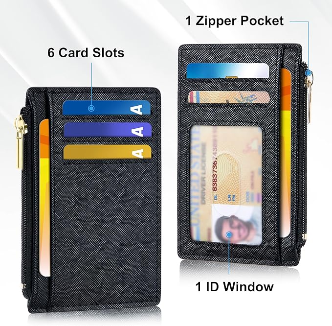 Tipmile Mens RFID Wallet, Small Slim Business Credit Card Holder, Mens Gift | Mini Tiny Cute ID Case, Minimalist Zipper Pocket Wallet, Thin Coin Purse, Mothers Gift