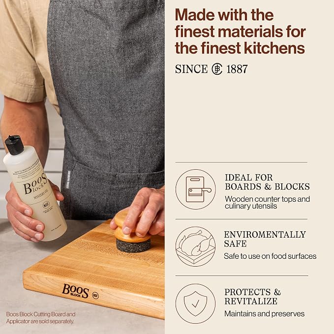 John Boos 3-Pack Mystery Oil, Food-Grade Care Set, 16 oz - All-Natural Maintenance Formula for Butcher Blocks, Cutting Boards, Wooden Countertops & Wood Culinary Utensils
