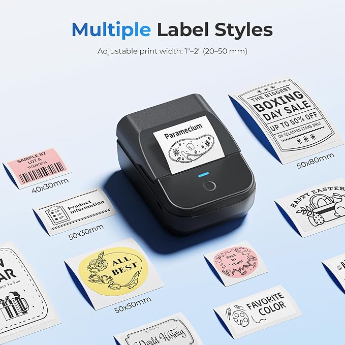 PM240 Label Maker Machine with Tape, 2" Portable Thermal Label Printer for Phone & PC, Bluetooth Label Maker with Multiple Templates for Small Business, Office, Home, School, Set 2