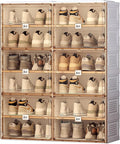 ANTBOX Portable Shoe Rack Organizer for Closet Entryway, Stackable Sneaker Storage Shoe Cabinet with Magnetic Clear Door, Large Plastic Storage containers Bins with Lids 6 Tiers 24 Pairs