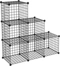 HUBSON Wire Cube Storage Organizer, Book/Toy/Craft/Potted Plants and petCloset Organizers and Storage Shelves, 6-Cube Freely Combinable Metal Grids Storage Shelf,Black Iron