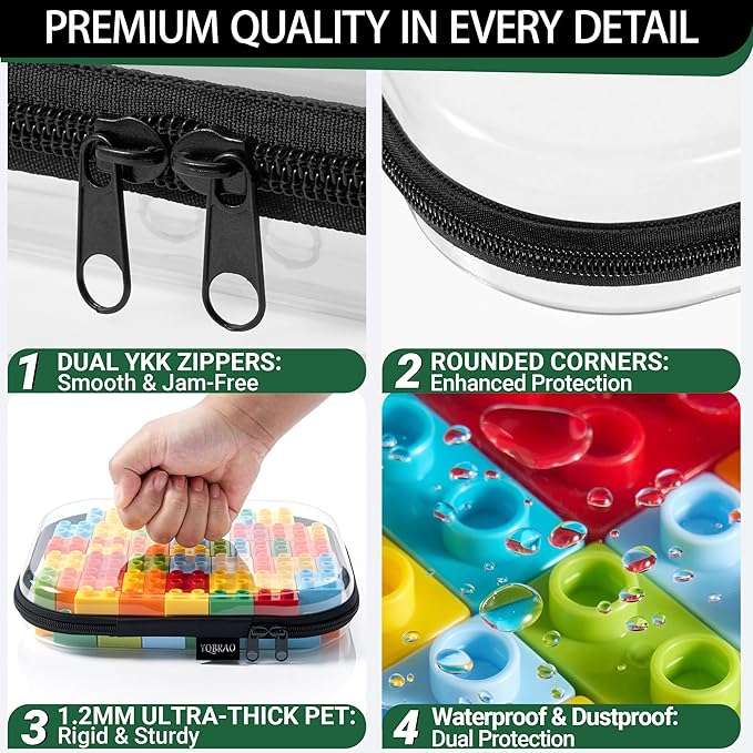 YQBRAO Clear Hard Shell Organizer Set, 2-Pack, Black | Two medium rigid PET organizers for travel, electronics, office supplies and everyday storage