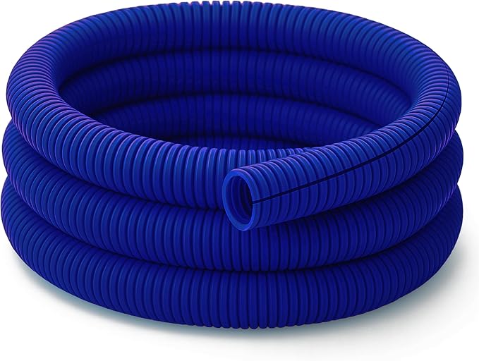 Electriduct Split Wire Loom Tubing Polyethylene Corrugated Flexible Conduit - 1/2" Nominal Size - 20 Feet - Blue
