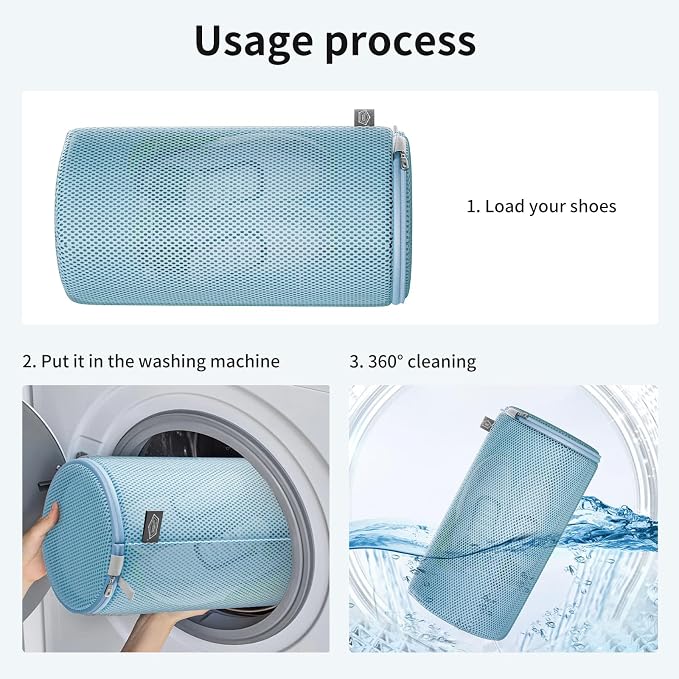 Kimmama Shoe Washing Machine Bag, Shoe Laundry Bag, Blue, 8x15", 4 Pack | Shoe Bag, For Sneaker, Tennis, Footwear, Trainers, Slippers, Sock, Building Blocks, Sandwish Mesh, Travel, Divided