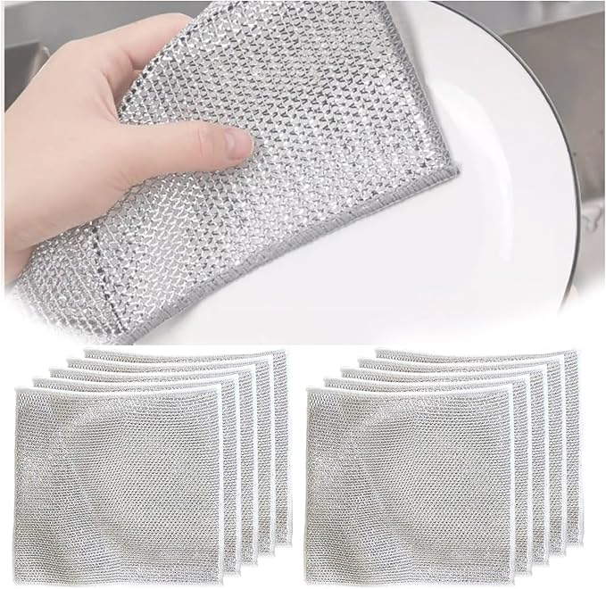 2024 New Multipurpose Wire Miracle Cleaning,Wire dishwashing, Non Scratch Wire Dishcloth,Dish Towels for Kitchen Sinks Dishes Stove Tops,ClothsMultifunctional Wire Dishwashing Rags for Wet and Dry
