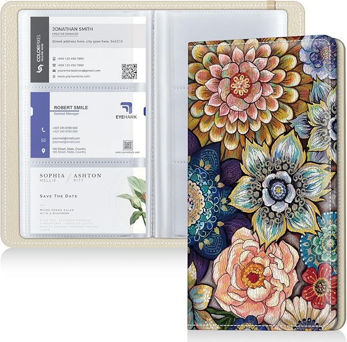 Pu leather business card organizer， 240 Capacity business card holder organizer，Credit card holder for women and men