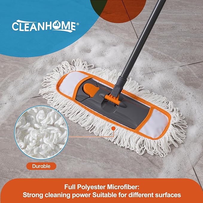 CLEANHOME Microfiber Mop Pads 4 Pieces for Floor Cleaning,Fit CLEANHOME Dust Mop: B09PBPGSJ3, Full Polyester Microfiber Replacement Pads