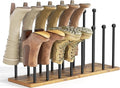 pickpiff Boot Rack 8-Pair Shoe Organizer Tall 16.4'' Free Standing Shoes Holder Metal With Wood Base