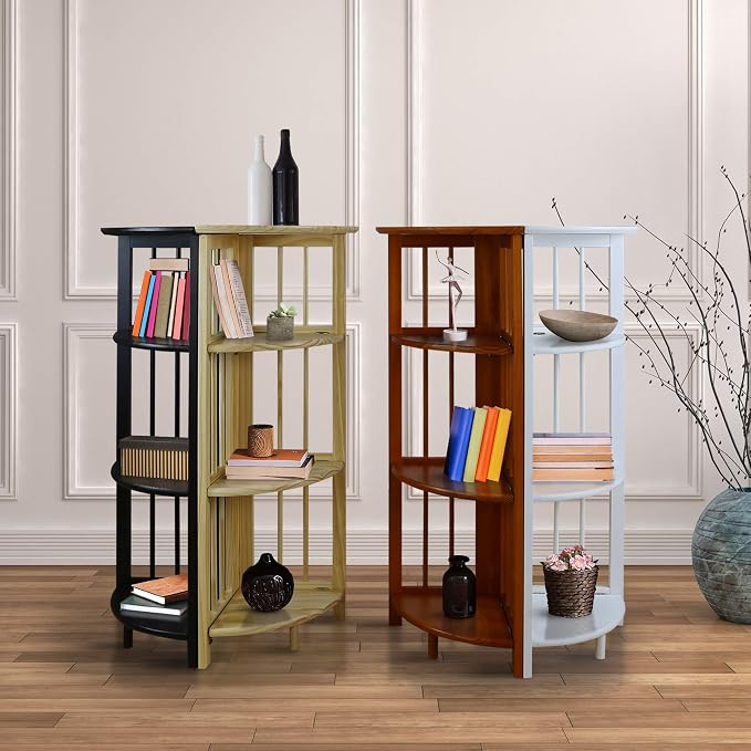 Casual Home 4-Shelf Corner Folding Bookcase, Natural