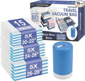 Cozy Essential Travel Vacuum Storage Bags with Rechargeable Cordless USB Pump, Space Saver Bags for Luggage, Suitcase, Carry-On, for Clothes, Blankets, Bedding & Seasonal Storage,15 Combo