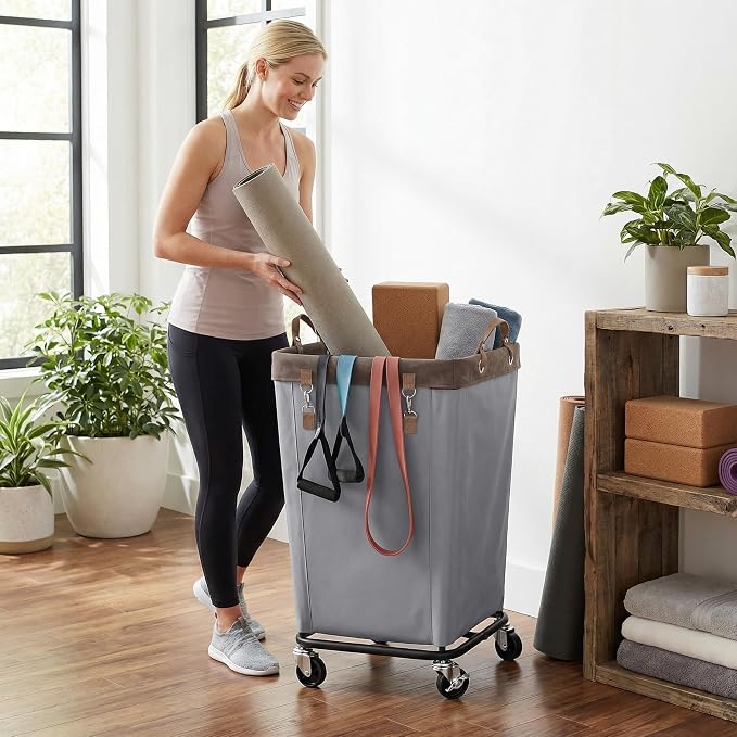 StorageWorks Laundry Basket with Wheels for Clothes, 160L Slate Hamper Cart