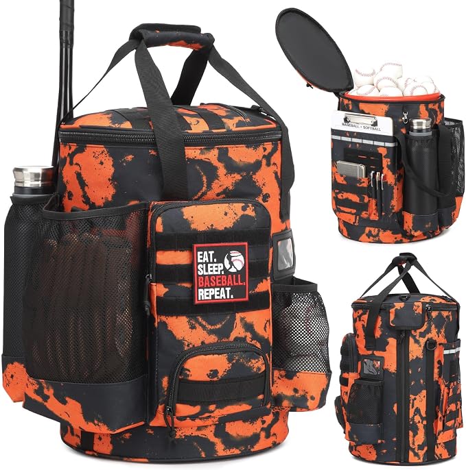 Baseball Bucket Bag, Softball Coaches Bags Fit 6 Gallon Buket | Baseball Coaching Accessories Organizer with Anti-Slip Bottom & Multiple Pockets for Bat, Gloves, Scoreboards