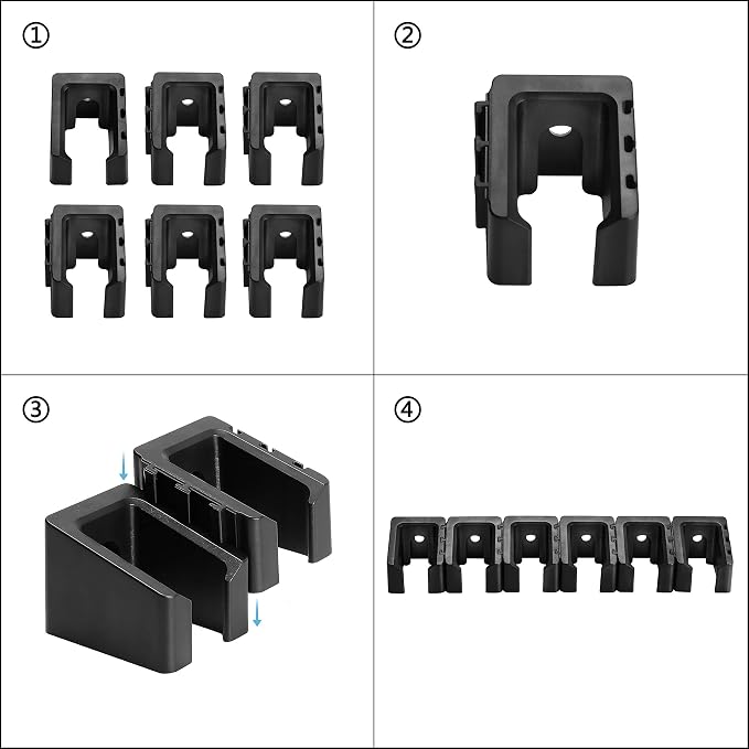 Adoreal Magnetic ABS 6 Standard Double Stack Mag Rack Wall Mount, Wall Magazine Display, Detachable Wall Mags Storage Organization System, Precision Fit Glock 17, 19, 26, 31, 32, 33, 34 Mags