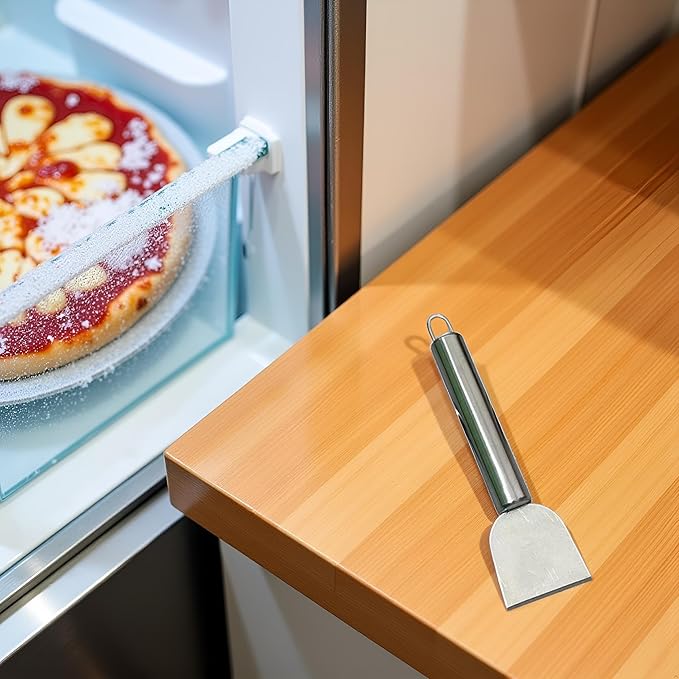 Freezer Scraper, Ice Scraper for Freezer, Steel Shovel, Heavy Duty Kitchen Scraper, Stubborn Dirt Spatula for Range Hood Grease Grime, Oil Fume Removal, Multipurpose Cleaning，Cooking Utensils