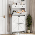 Shoe Cabinet with 3 Flip Drawers & 2 Top Drawers, 57" Tall Freestanding Narrow Wooden Shoe Storage Organizer for Entryway, Hidden Slim Shoe Rack for Front Door Entrance, Hallway, Living Room, White