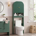 Over the Toilet Storage Cabinet, 70" Tall Bathroom Space Saver with Fluted Grooved Doors, Freestanding Over Toilet Organizer with Adjustable Shelves & Soft-Close Hinges for Small Bathrooms (Green)