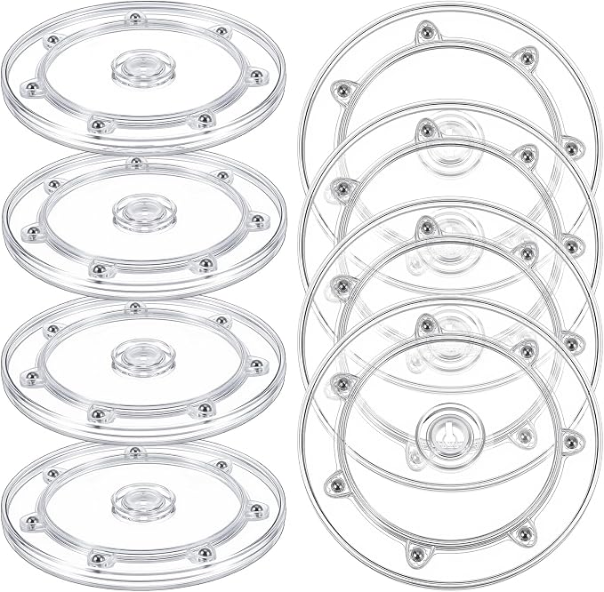 8PCS 6 Inch Lazy Susan, Round Acrylic Swivel Plate Organizer, 360° Rotating Turntable for Kitchen Spice Rack, Fridge, Pantry, Bathroom & Cabinet Storage