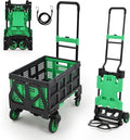 Versatile 2-in-1 Folding Hand Truck Dolly – Collapsible Basket, Retractable Handle, 4 Wheels – Heavy Duty Moving and Shopping Platform, 330 Lb Capacity, Foldable and Compact for Easy Storage