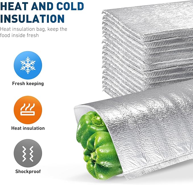 UPKOCH Disposable Foil Insulation Bags 11.81X7.87 Inch Thick Thermal Food-Keeping Pouches for Takeout Picnic Travel Fruit Storage