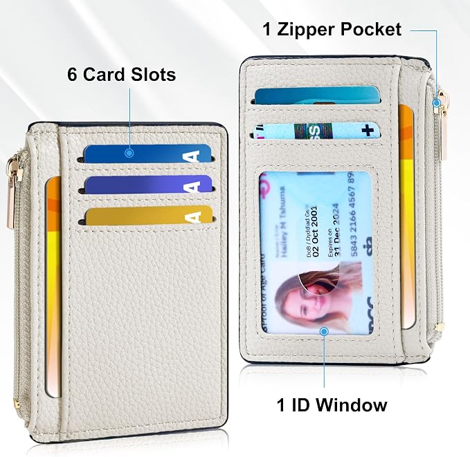 Tipmile Womens Credit Card Holder Wallet, Small Slim RFID Blocking Sleeve | Mini Tiny Cute ID Case, Minimalist Zipper Pocket Wallet, Thin Coin Purse, Mothers Gift