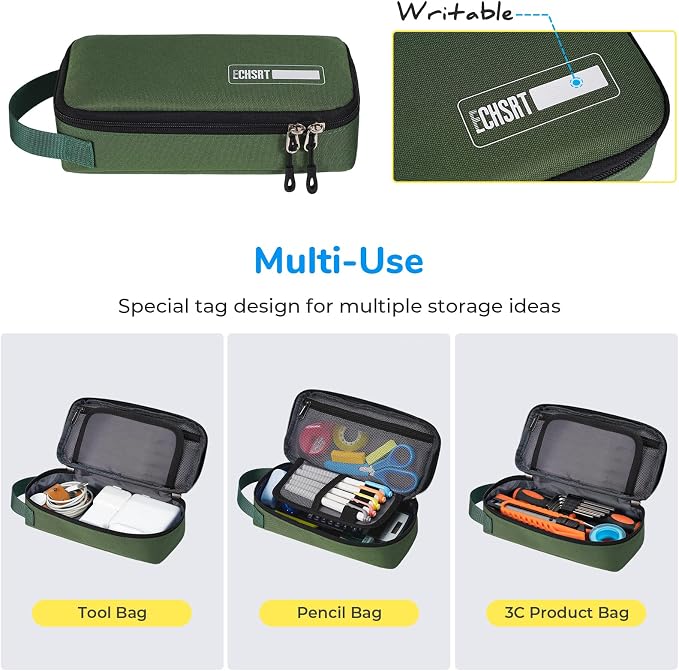 ECHSRT Large Pencil Case, Aesthetic Pen Pouch with Big Capacity, Minimalist Portable Stationery Bag with Handle for Office Organizer Aesthetic Pencil Cases