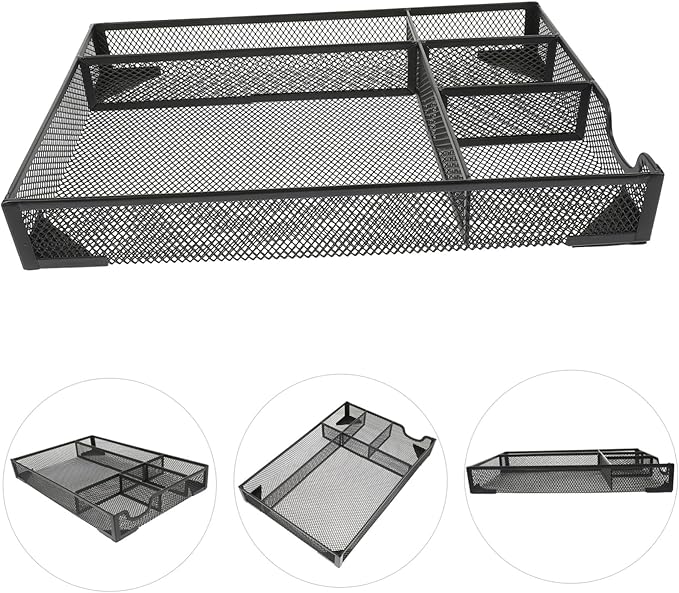 SEWACC Desk Organizer Storage Metal Desktop Organiser Aesthetic Office File Basket Metal Magazine Holder