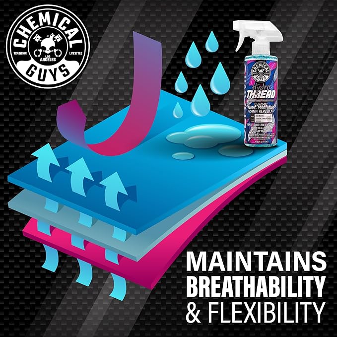 Chemical Guys SPI22616 HydroThread Ceramic Fabric Protectant & Stain Repellent (Works on Fabric, Carpet & Upholstery) 16 oz. + MIC_506_03 Premium Microfiber Towels, Gold (16" x16") 3 Pack