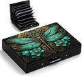 Dragonfly Metal Wallet Credit Card Protector Case Equipped RFID Blocking | with Pop-Up Button Slim Business Cards Holder Aluminum Cards Case Exclusive Flower and Dragonfly Gifts for Women Men