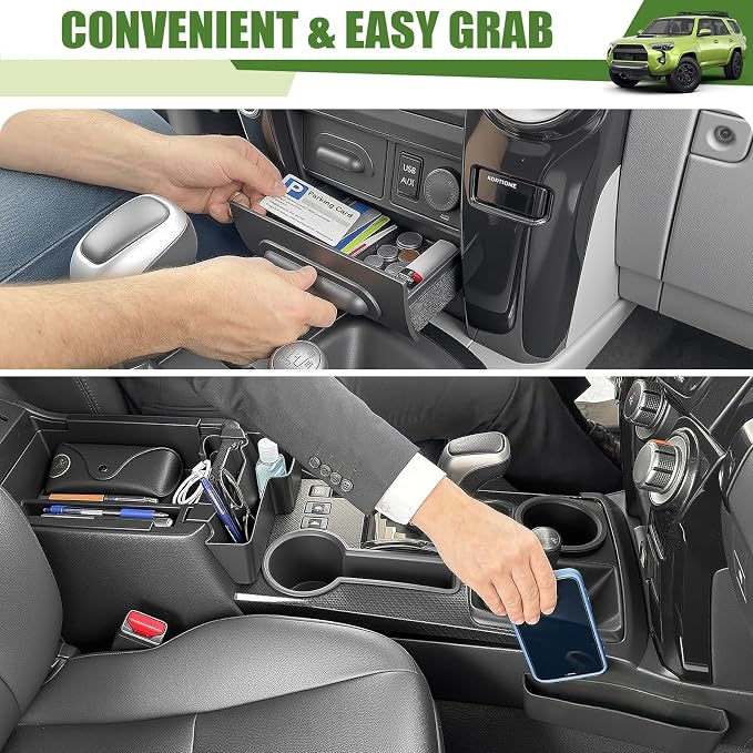 Center Console Organizer for 2014-2024 Toyota 4Runner Upgraded Hanging Armrest Box Extra Storage Drawer Inserts Shifter Tray for 4 Runner Accessories(Fit 14-24/4PC Center Console Organizer)