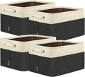 BALEINE 4 Pack Fabric Closet Storage Bins for Shelves, Linen Closet Organizers and Storage, Decorative Baskets for Organizing, Shelf, Clothes, Home, Office (Black, 12"x8"x8")