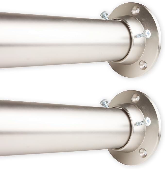 Rod Desyne C-1945-DP150-485 1.5" Premium Heavy Duty Adjustable Closet Rod with Socket Set, 48 x 84", Satin Nickel