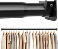 STARLATTA Heavy Duty Black Closet Rod: 17-69 Inch Stepless Adjustable Clothes Hanging Bar, 1.3" Diameter Metal Wardrobe Pole with Brackets, No-Cut, for Laundry & RV