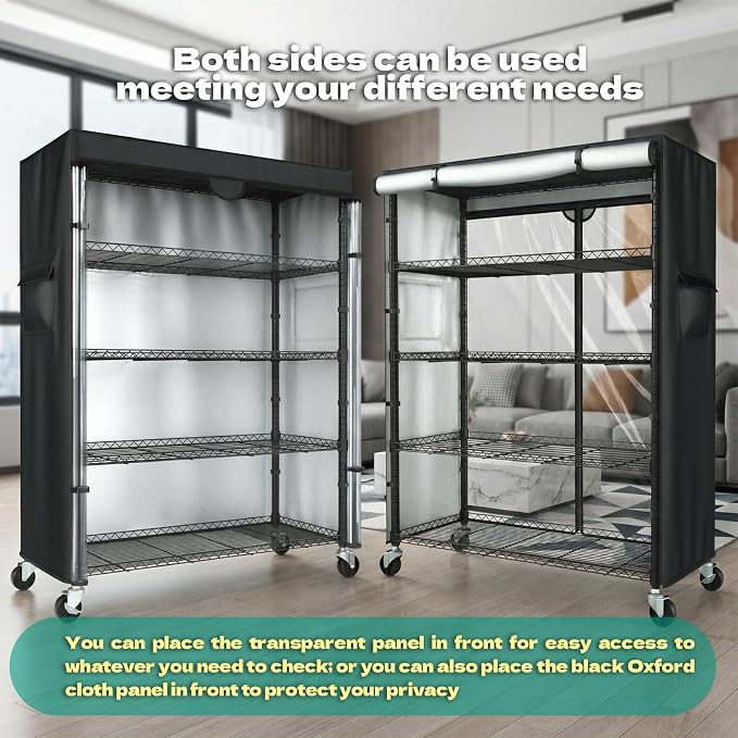 Wire Shelving Unit with 600D Oxford Cover & Wheels, 36"x18"x72" | 5-Tier Heavy Duty Rolling Storage Shelves, Storage Rack Wire Shelf for Kitchen Pantry, Garage, Basement & Warehouse