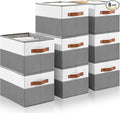 8 Pack Large Storage Bins with Handle,Collapsible Storage Basket for Shelves,Fabric Closet Organizer for Organizing Clothes Blanket,Decorative Dorm Organizers and Storage