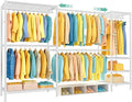 SEMHOR E01 Expandable Heavy Duty Clothes Rack, Free Standing Closet System Organizer, Adjustable Portable Carbon Steel Garment & Clothing Racks for Hanging Clothes (72.5-96"), 800LBS Max Load, White