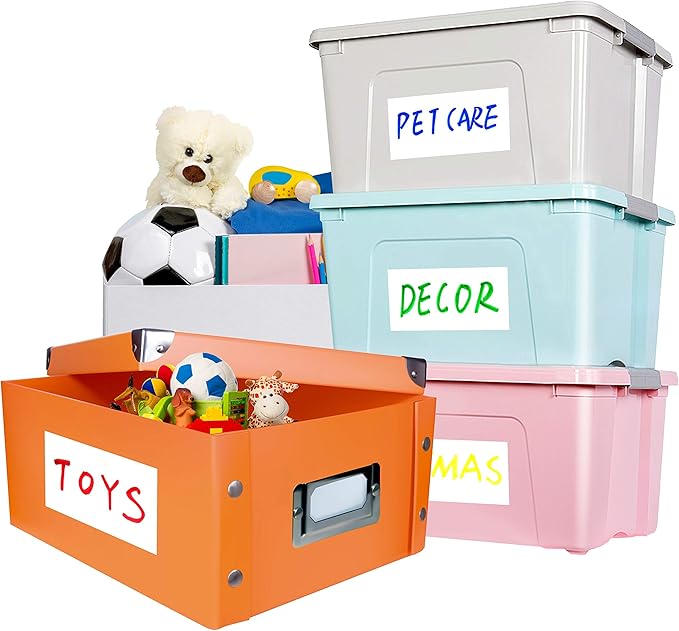 80 Large Size Removable Customizable Blank Labels, Water/Oil/Tear Resistant, No Residue for Home Organization Projects, Bins, Kitchen Storage Containers, Desk Items(6”x 4”)