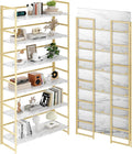 BHG Vintage Multifunctional Folding Bookshelf, No-Assembly Plant Stand Storage Rack Shelves for Home Office