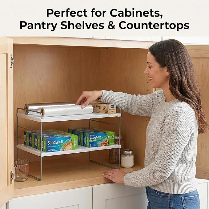YAN & HIN Kitchen Cabinet Organizer, Expandable Kitchen Aluminum Foil and Plastic Wrap Organizers, Sandwich Storage Bags organizer, bottle storage bag under sink organizer for Pantry Organization