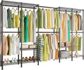 Higeego H5 Pro Heavy Duty Garment Rack, Freestanding Clothes Rack, Wardrobe Closet for Hanging Clothes, Portable Closet Organizer with Expandable Hanger Rods, (97.7-115.4")L x 15.7"W x 75.4"H, Black