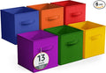 Sorbus 13 Inch Fabric Storage Cubes - Sturdy Collapsible Bins With Handle - 6 Foldable Baskets for Organizing Clothes, Toys, Books - Multi Colored Storage Baskets for Shelves, Kids Room, Closets