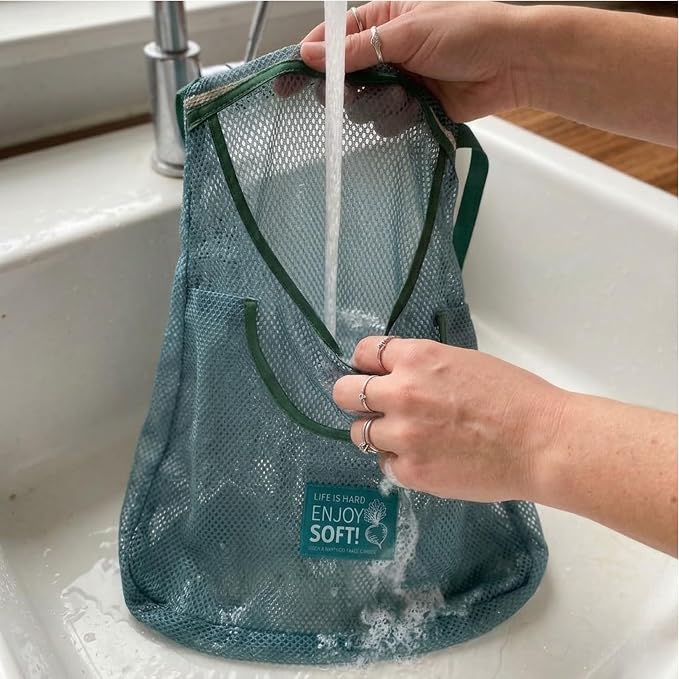Durable Hanging Mesh Bags for Fruit & Vegetables. Reusable, Breathable Storage for Garlic, Potatoes & Pantry. Eco-Friendly Kitchen Organizer & Decor (2 extra large blue bags)