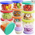 13 Pack-17/10/5/2.7oz Reusable Freezer Storage Containers, Airtight Plastic Food Sauce Salad Dressing Storage Containers with Twist Top Lids, BPA Free, Stackable, Leakproof, Microwave/Dishwasher Safe