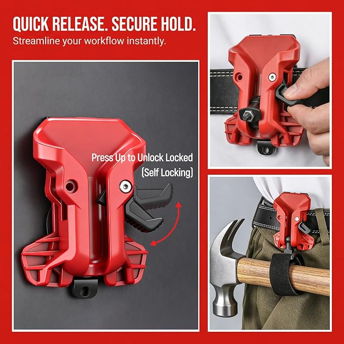 Generic Quick Release Belt Clip Double Locks Buckle Compact Practical Waist Hanging Self Locking for Drivers Electrician Screwdrivers