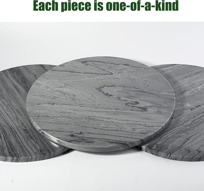 Marble Lazy Susan, 16 in Lazy Susan Turntable Organizer for Cabinet Pantry Kitchen Countertop Fridge Bathroom Makeup Vanity Countertop - Grey