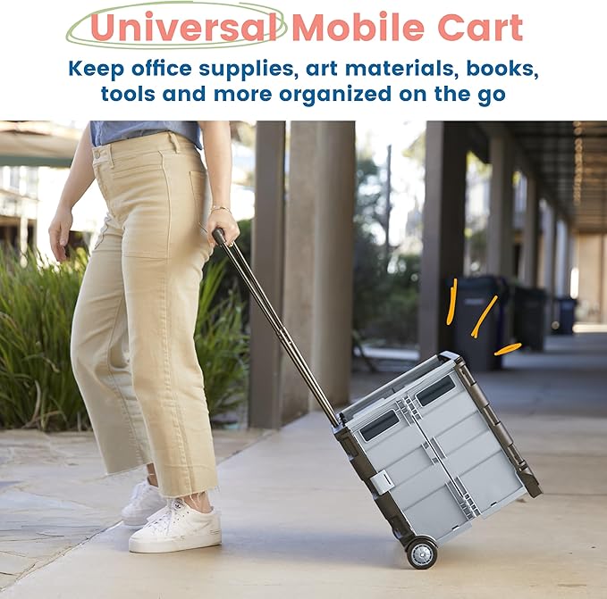 ECR4Kids Universal Rolling Cart, Mobile Storage, Black