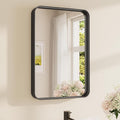 TETOTE 16 x 24 Inch Black Frame Mirror, Bathroom Vanity Mirror for Wall, Modern Round Corner Rectangle Matte Framed Mirror 2 Inch Thick(Horizontal/Vertical)