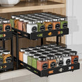Pull Out Spice Rack Organizer for Cabinet, 2 Tier Cabinet Spice Rack Organizer, Height Adjustable Vertical Spice Rack for Cabinet, Kitchen, Pantry, Cupboard (11.9''Wx10.8''Dx9.2''H, Metal Black)