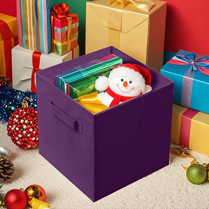 ShellKingdom Storage Bins, Foldable Fabric Storage Cube And Cloth Organizer | Storage Drawer For Closet And Toys, 13 X 13 X 13 INCH, 2 Pack (Purple)